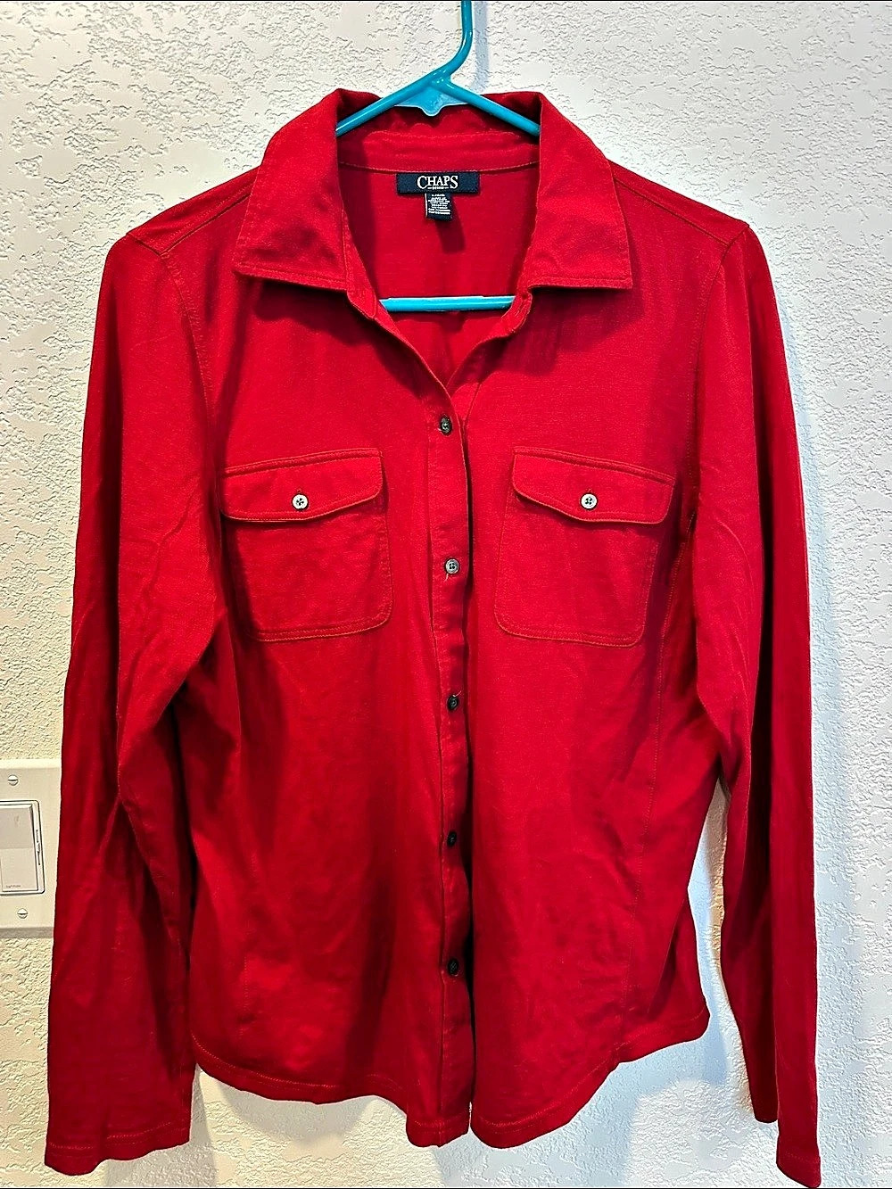 Chaps Red Cotton-Modal Button Down Size Large Like New